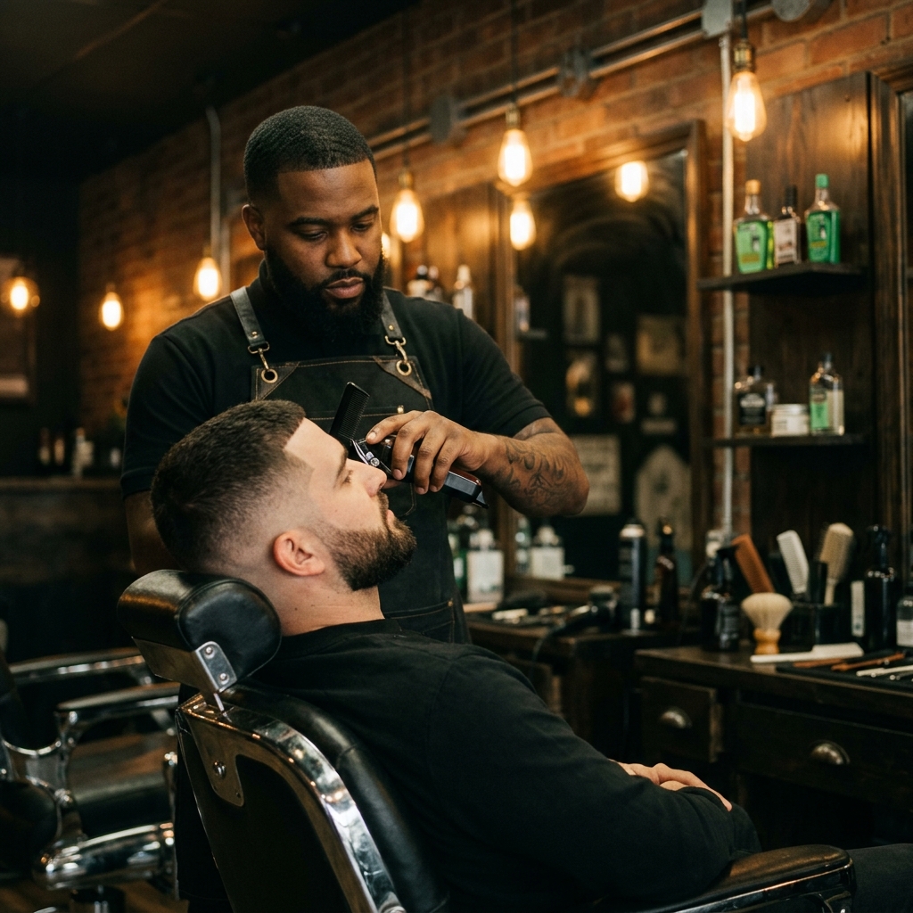 Barber giving a fade